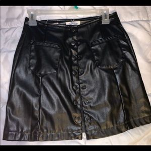 Leather button down skirt